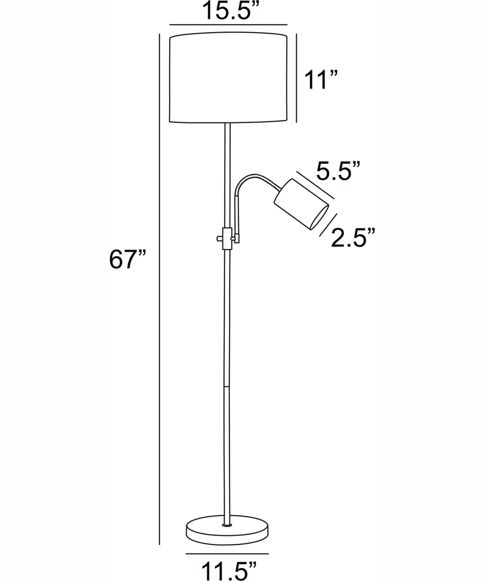 Tayvon 1-Light Floor/Reading Combo Lamp Brushed Nickel/White Fabric Shade - Image 4