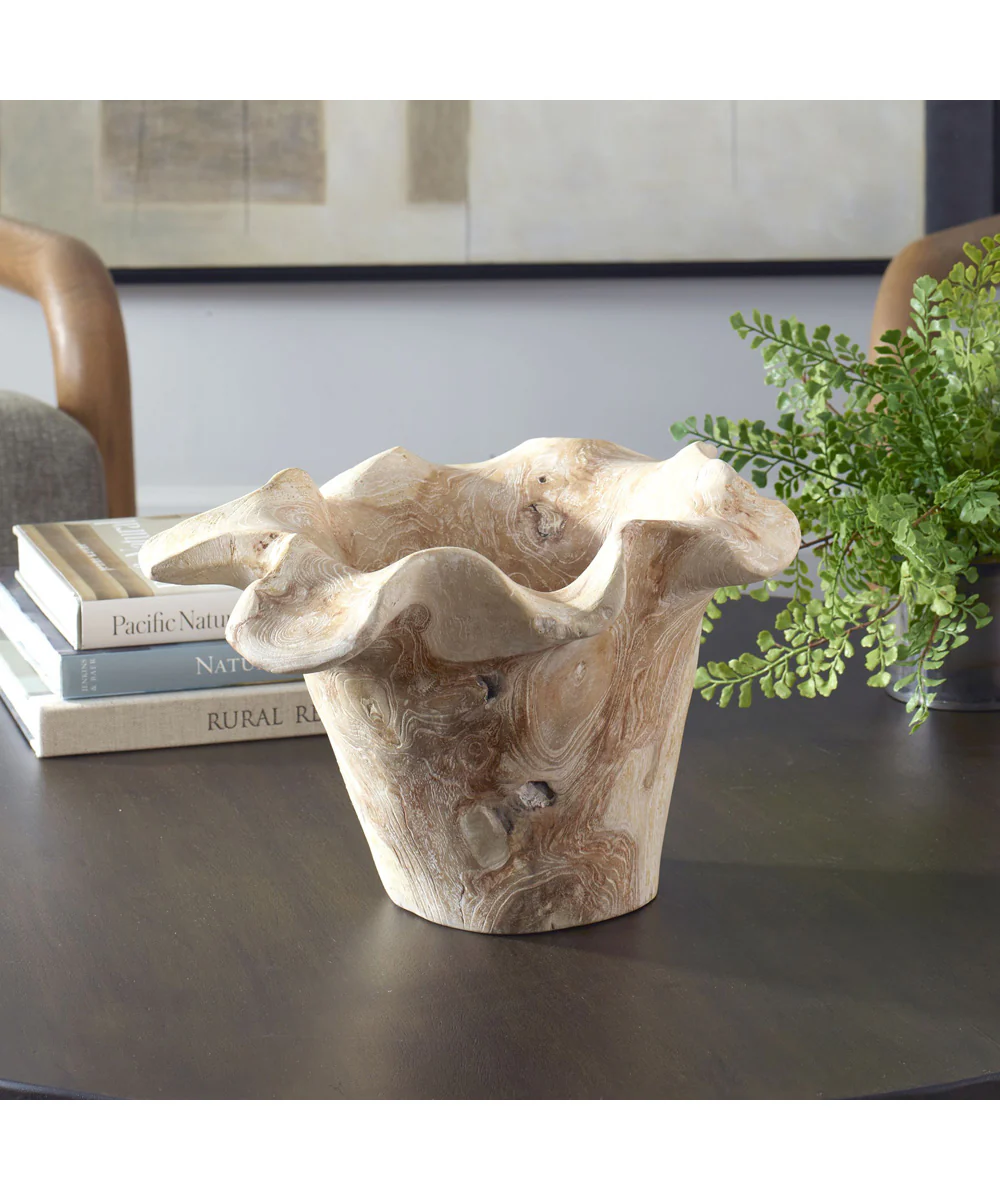 Teak Flow White Wash Outdoor Bowl - Image 2