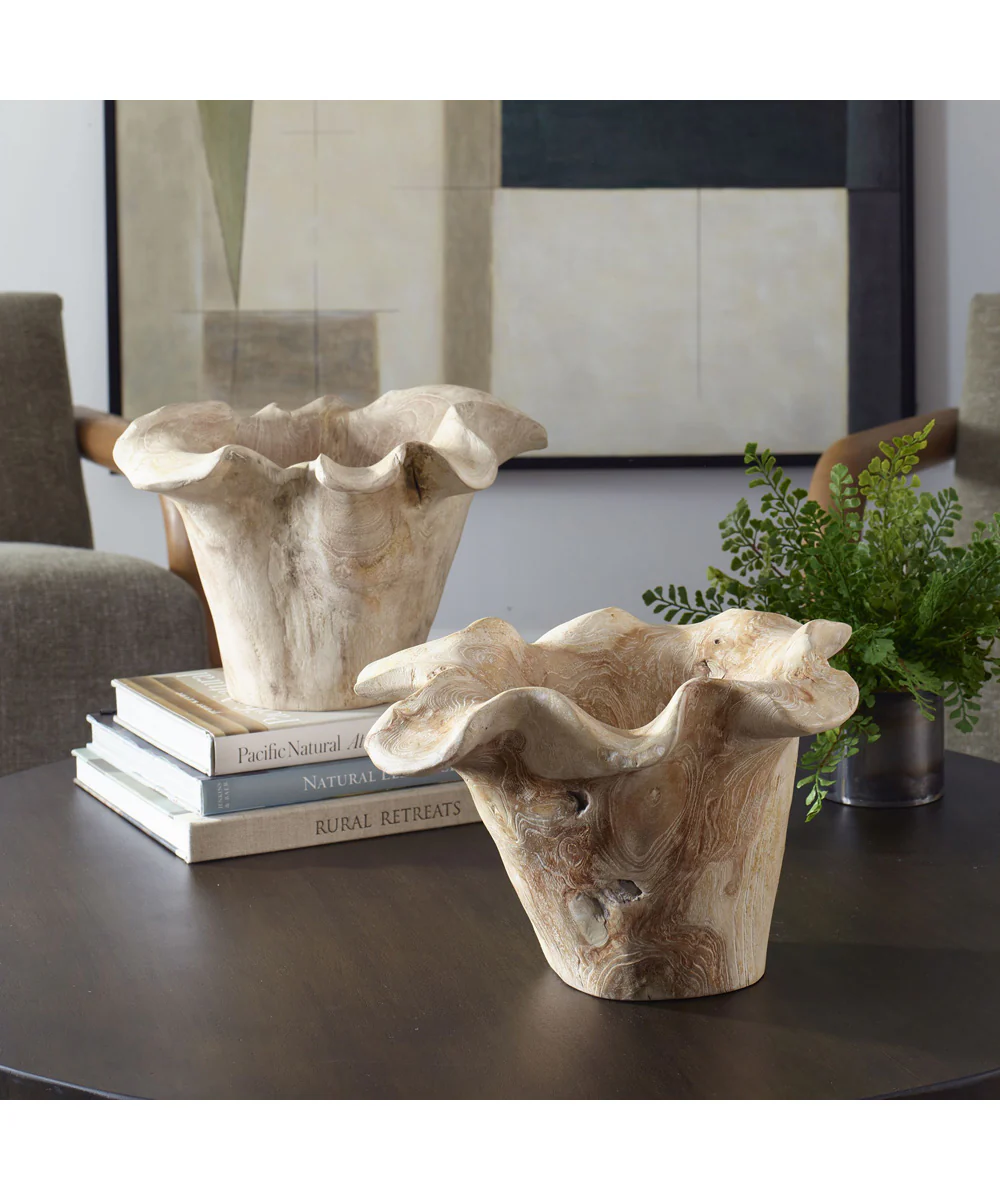 Teak Flow White Wash Outdoor Bowl - Image 3