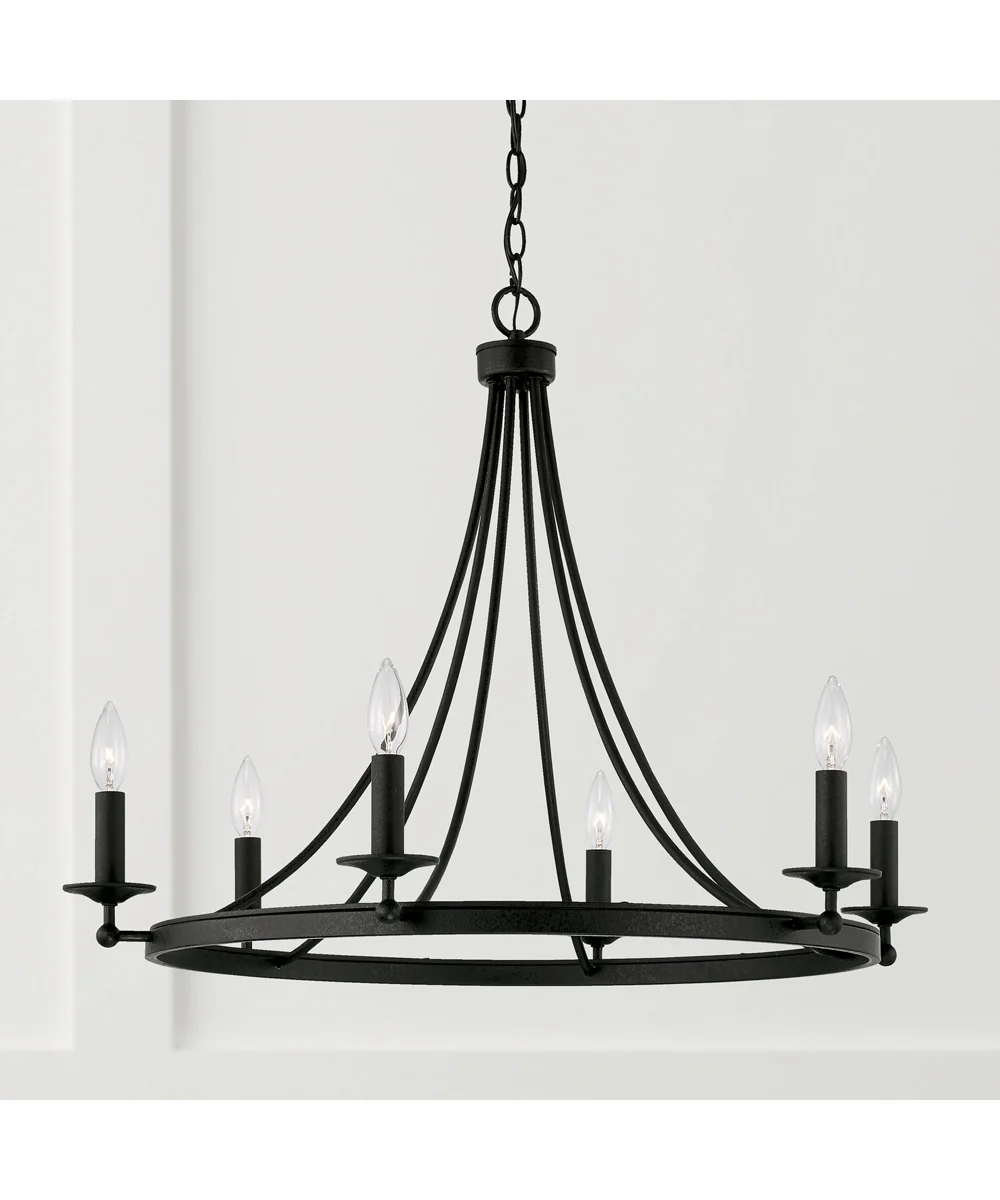Tempe 6-Light Chandelier Black Iron - Image 3
