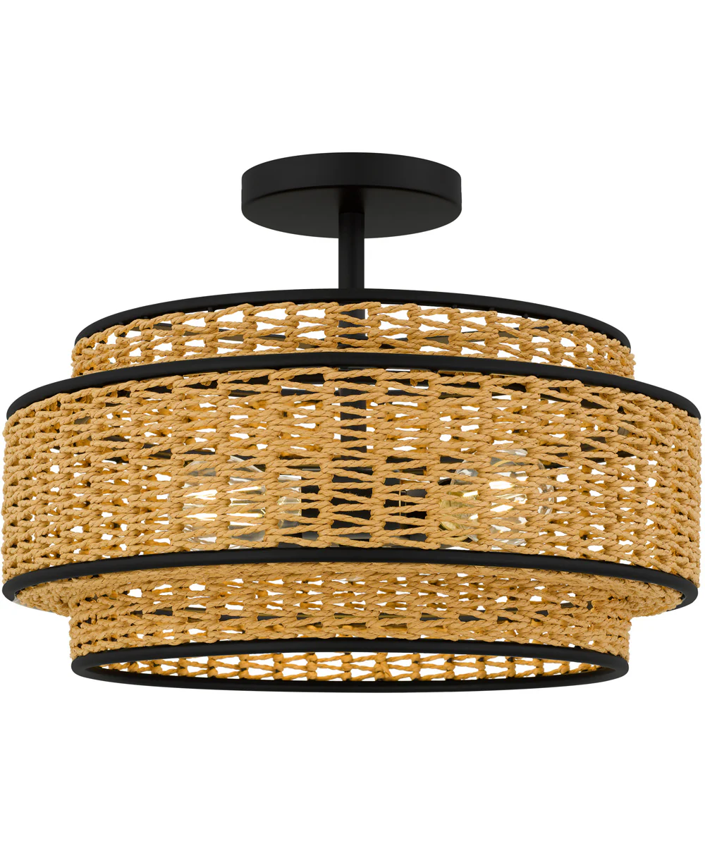 Teton 3-light Semi Flush Mount Matte Black
