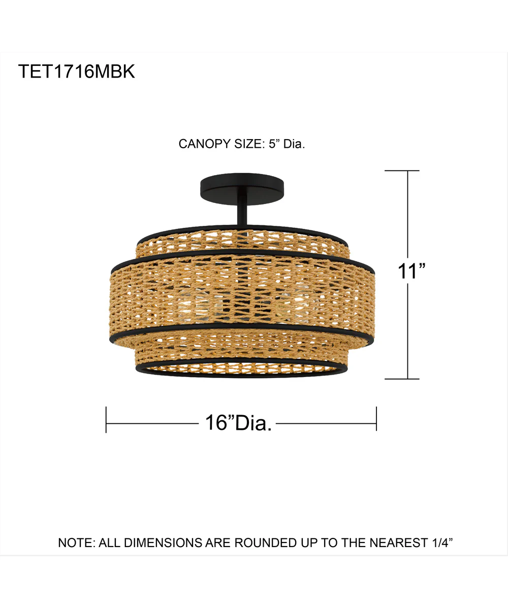 Teton 3-light Semi Flush Mount Matte Black - Image 2