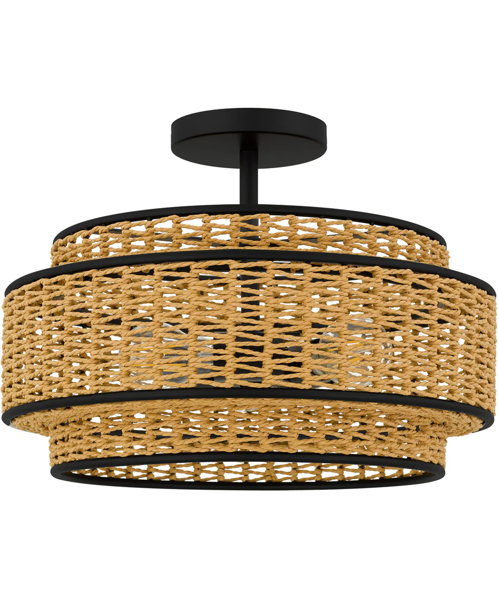 Teton 3-light Semi Flush Mount Matte Black - Image 3
