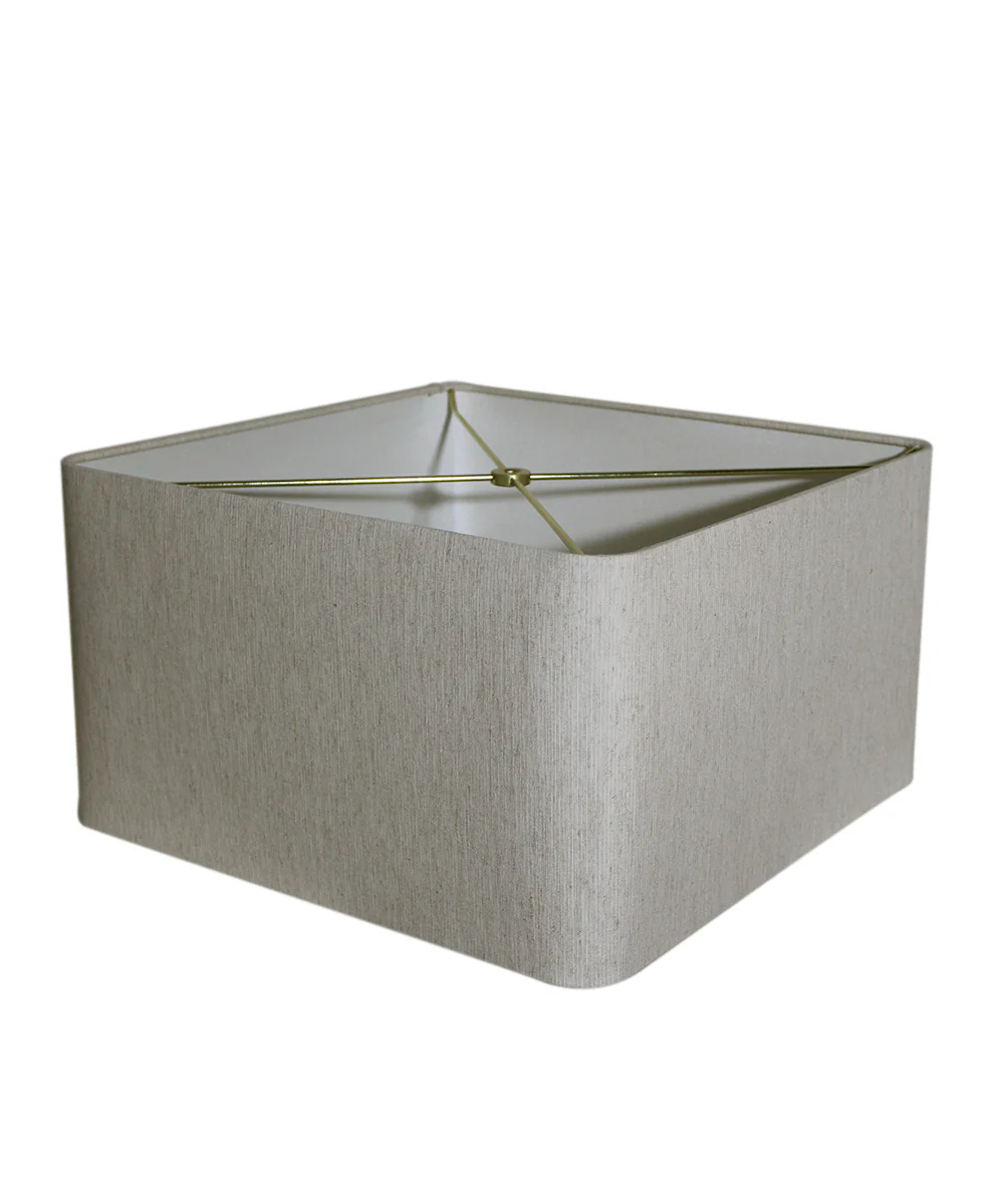 14x14x9 Rounded Corner Premiere Hardback Shallow Square Drum Lampshade Textured Oatmeal - Image 3