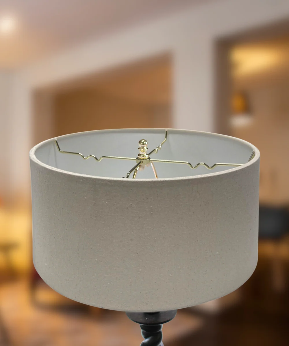 Textured Oatmeal Hardback Drum Lampshade 14"x14"x7" - Image 4