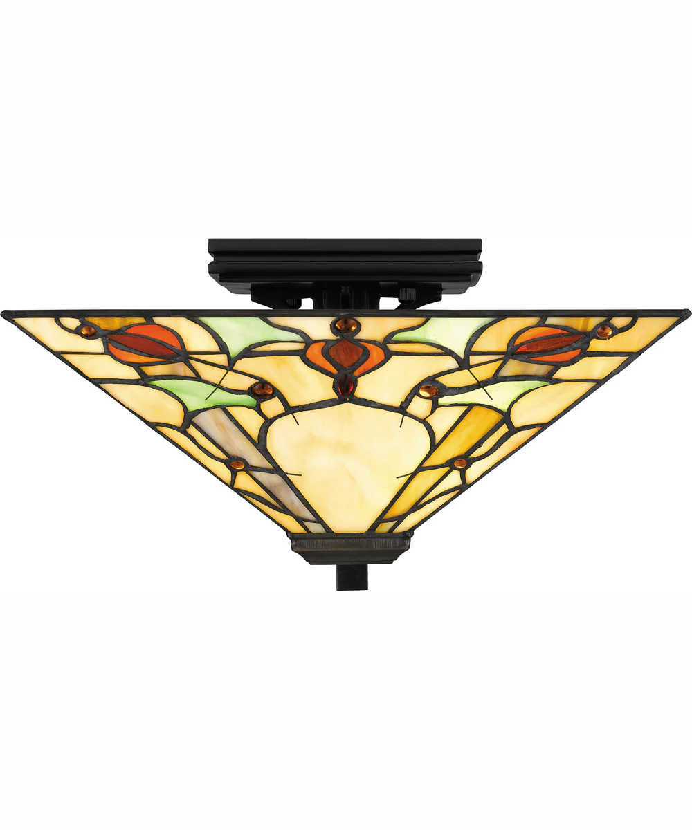 Tiffany Medium 2-light Flush Mount Matte Black - Image 4