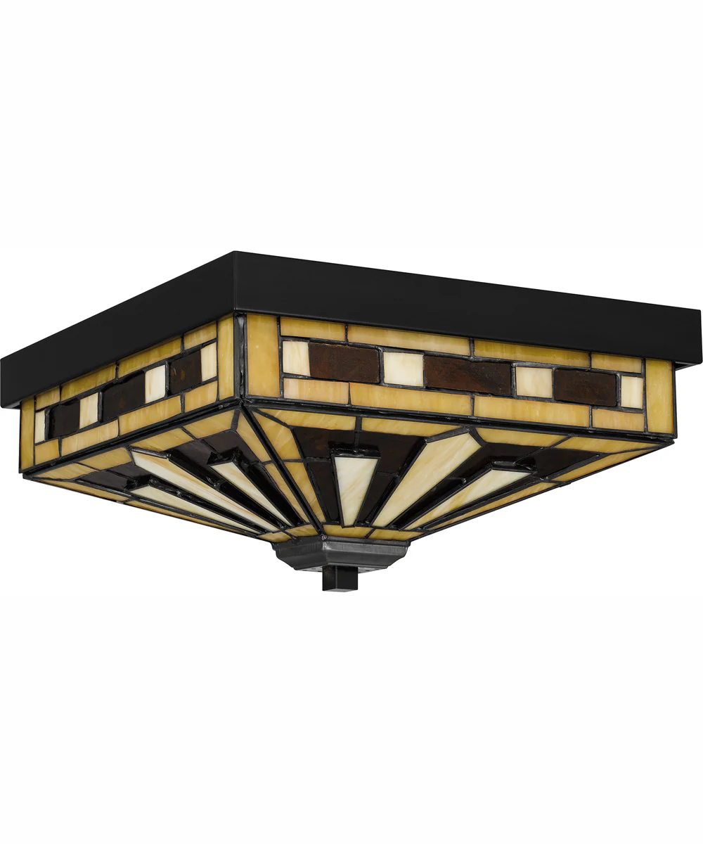 Tiffany Medium 3-light Flush Mount Matte Black - Image 3
