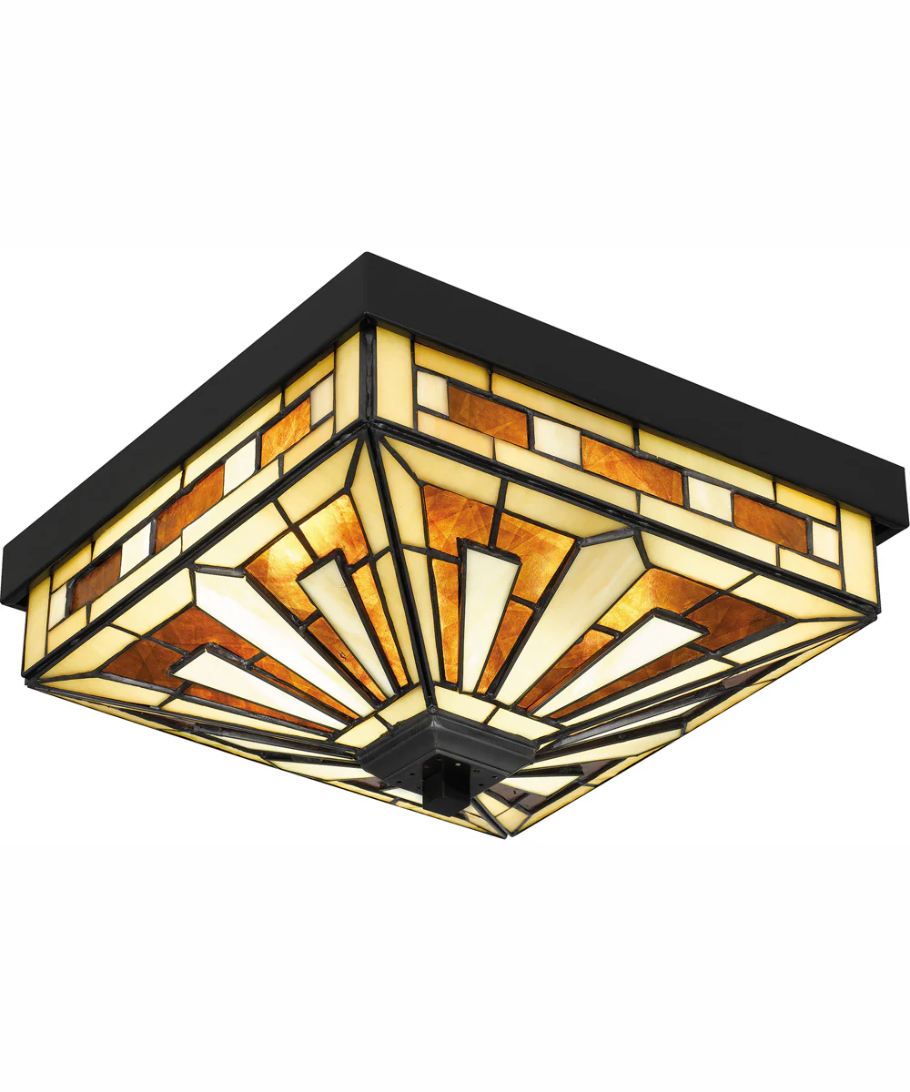 Tiffany Medium 3-light Flush Mount Matte Black - Image 5