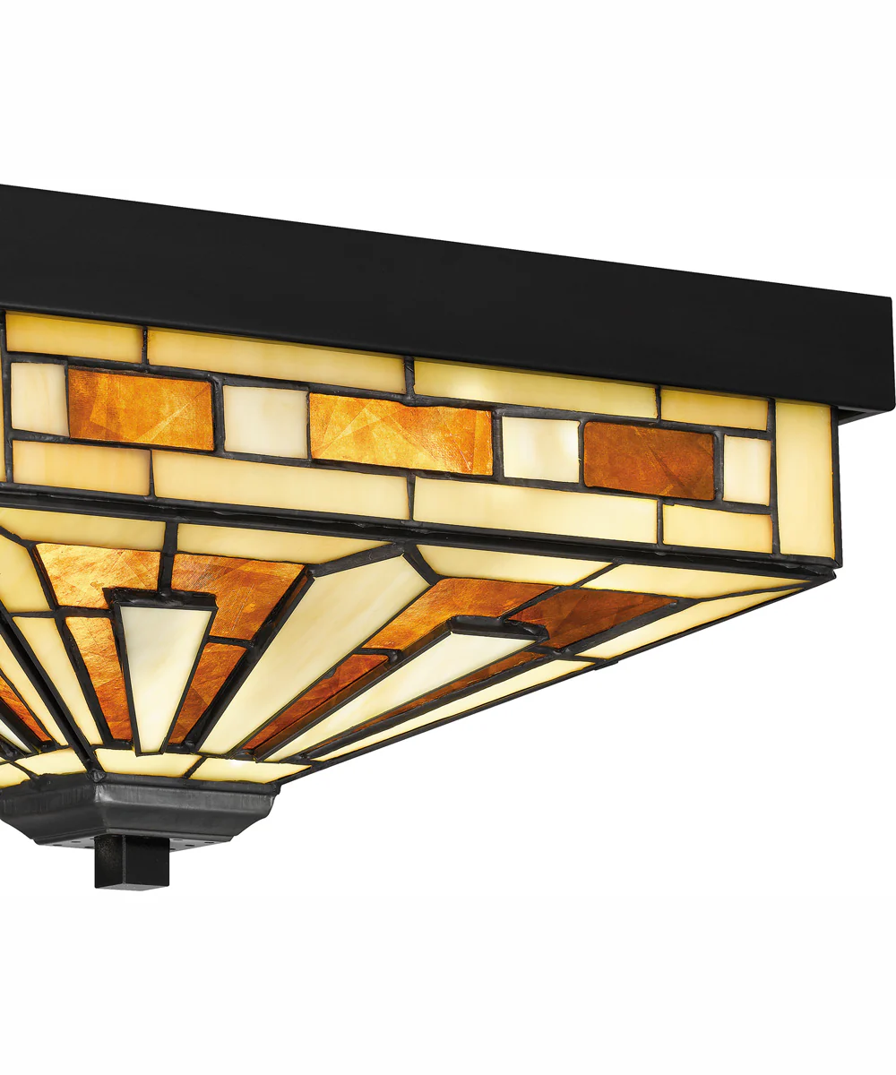 Tiffany Medium 3-light Flush Mount Matte Black - Image 6