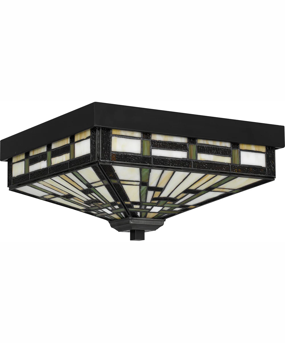Tiffany Medium 3-light Flush Mount Matte Black - Image 3