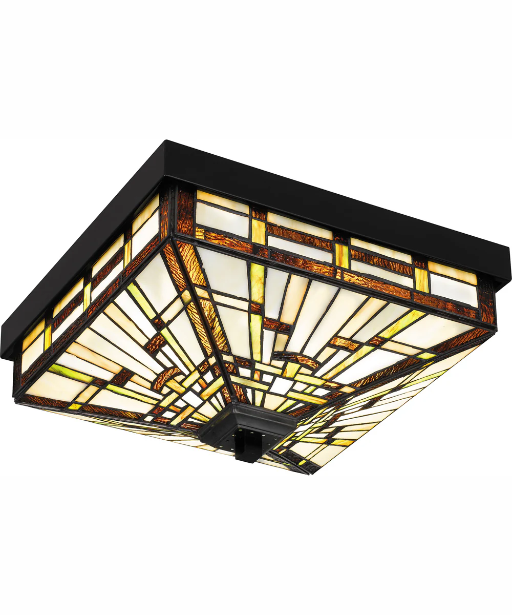 Tiffany Medium 3-light Flush Mount Matte Black - Image 5