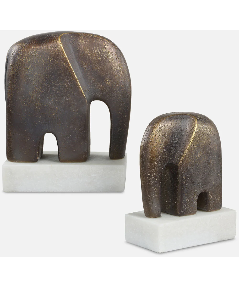 Timeless Tusk Bronze Sculptures Set of 2