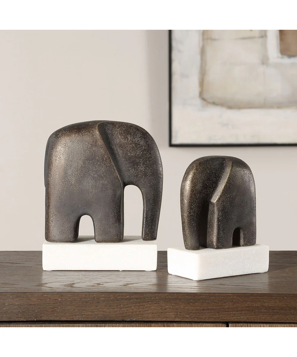 Timeless Tusk Bronze Sculptures Set of 2 - Image 2