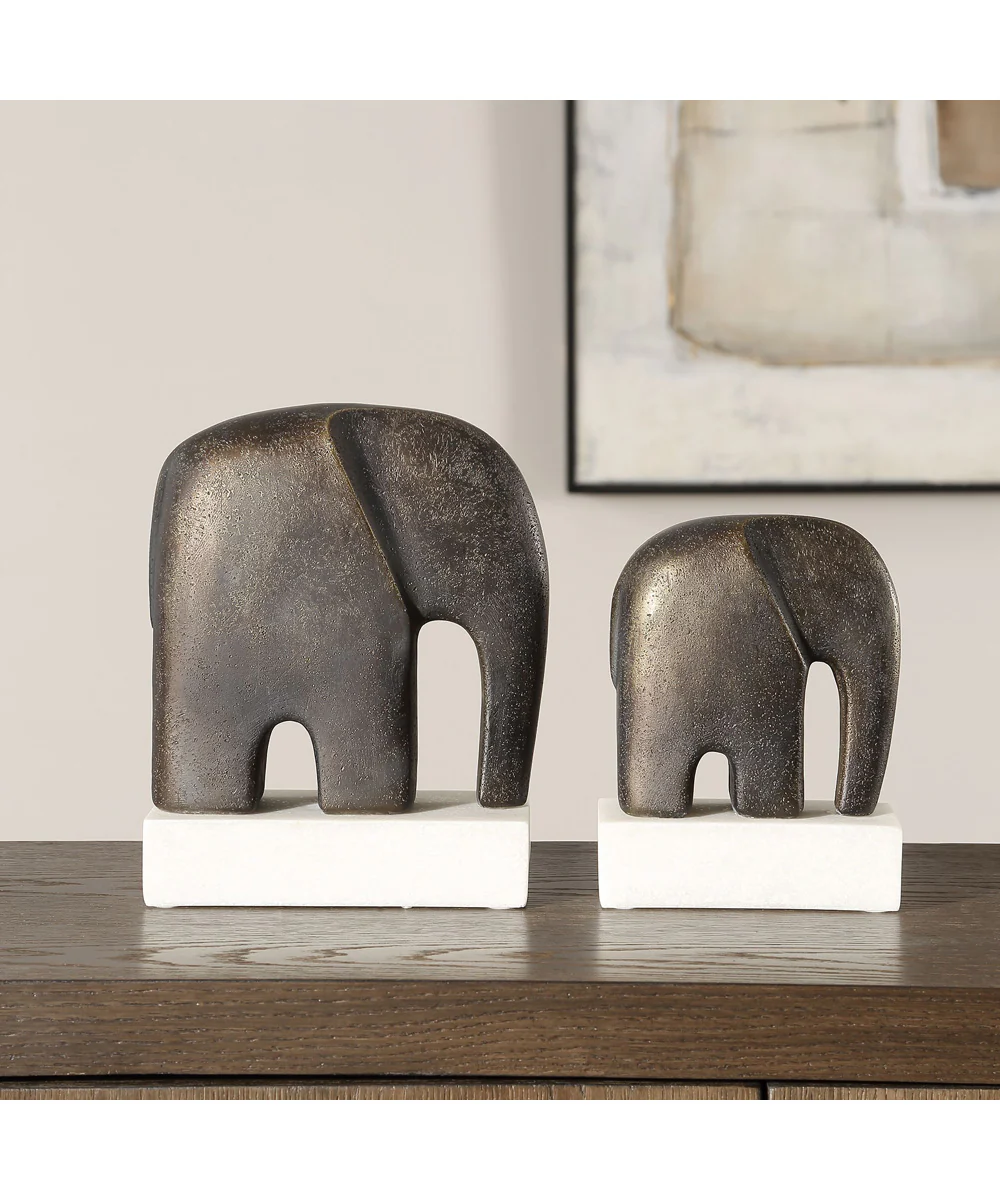 Timeless Tusk Bronze Sculptures Set of 2 - Image 3