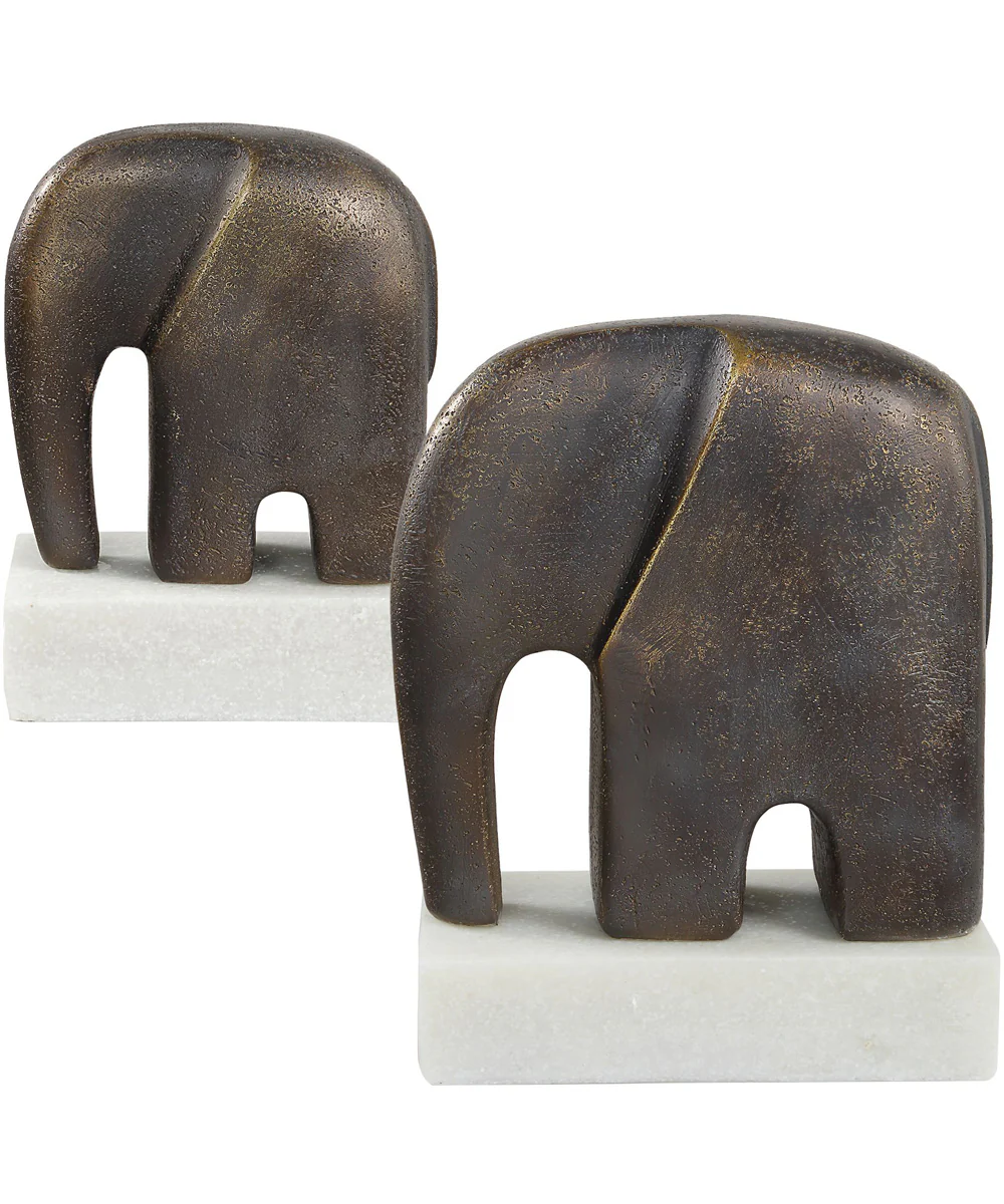 Timeless Tusk Bronze Sculptures Set of 2 - Image 4