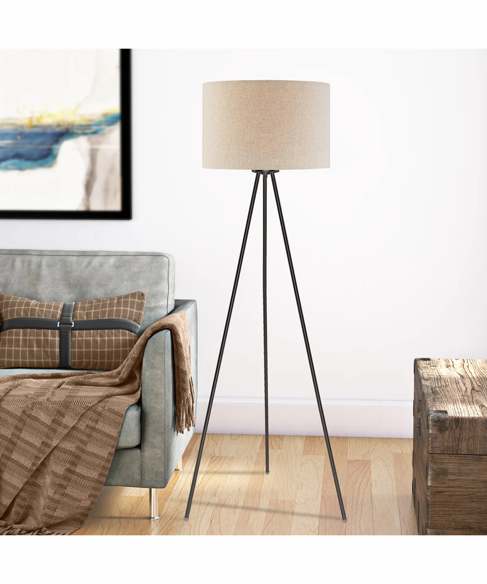 Tullio 1-Light Floor Lamp Dark Bronze/Light Beige Linen Shade - Image 3