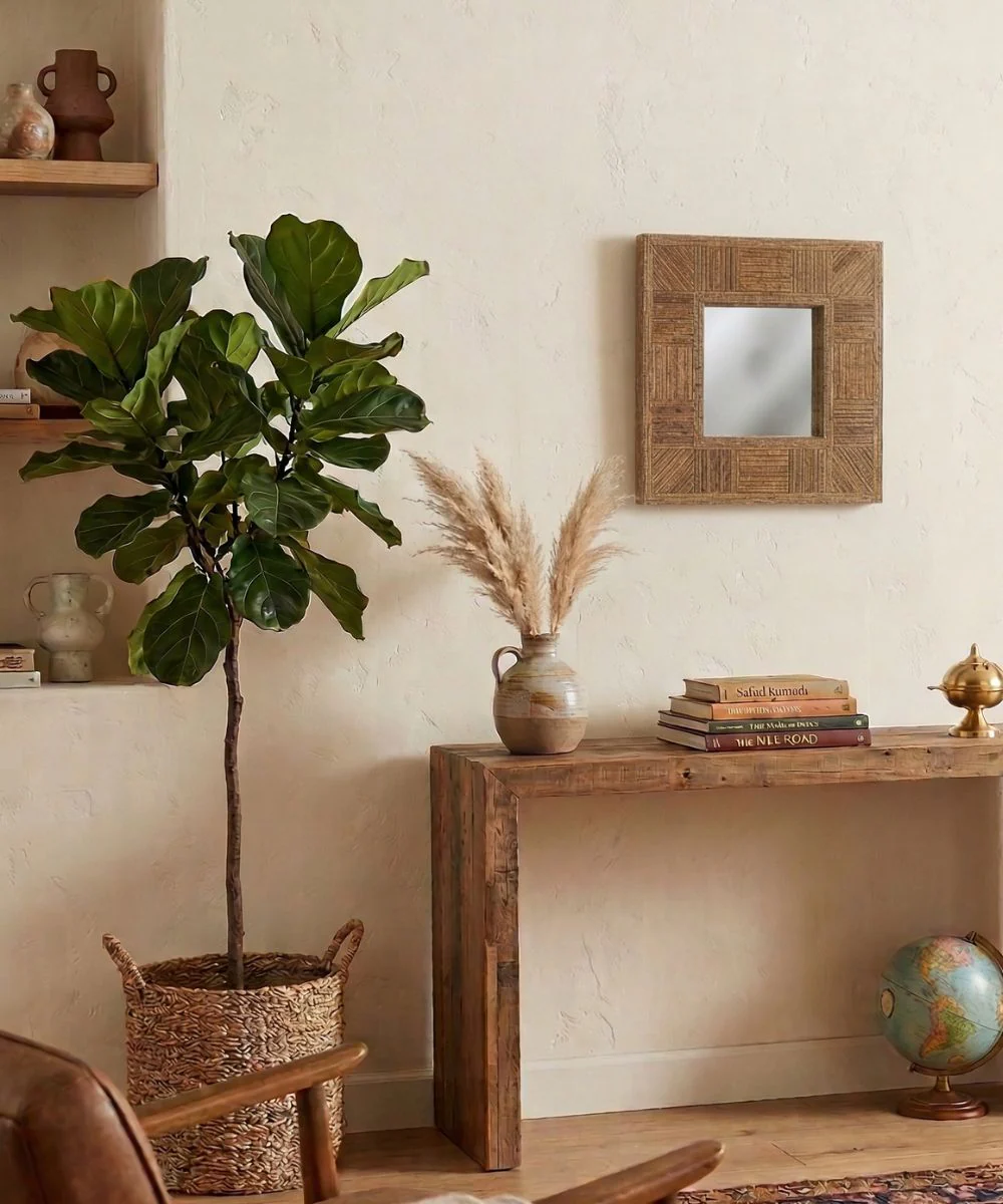 UMA Brown Wicker Frame - 16.25" Wall Mirror - Image 4