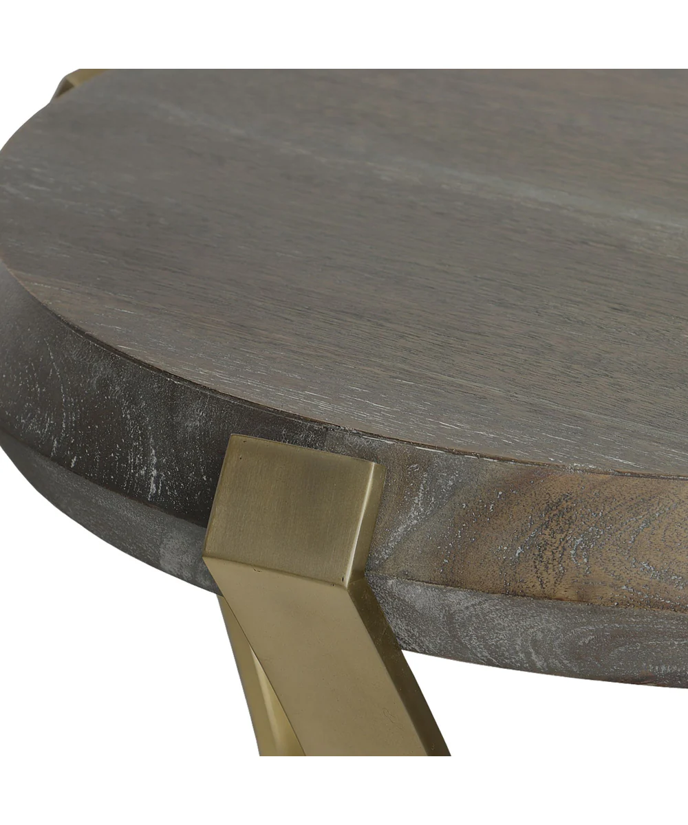 Unite Brass Leg Wood Side Table - Image 4