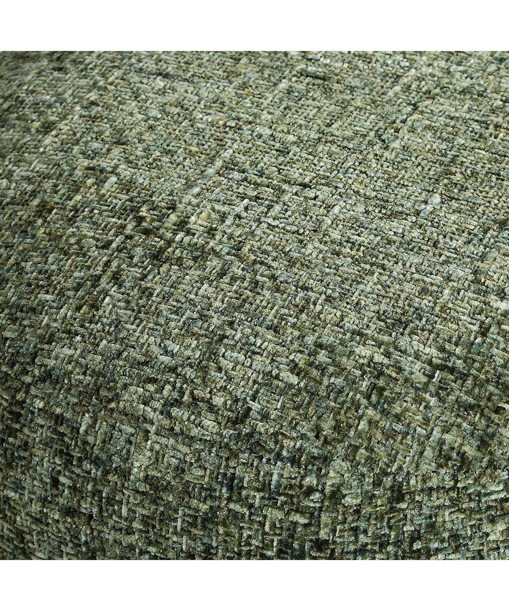 Upholstered Ottoman in Antique Brushed Brass and Textured Chenille - Image 4