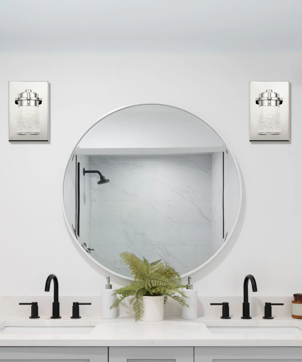 Vada 5"W 1-Light LED Vanity Bath Light Sconce Polished Nickel, Bubble Glass Shade by Kichler - Image 2
