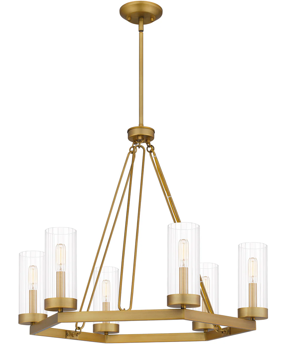 Valens 6-light Chandelier Aged Brass - Image 4