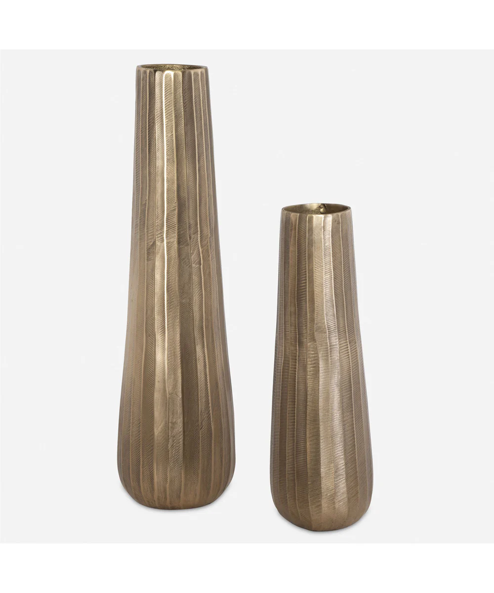 Vertiforge Antique Gold Vases Set of 2