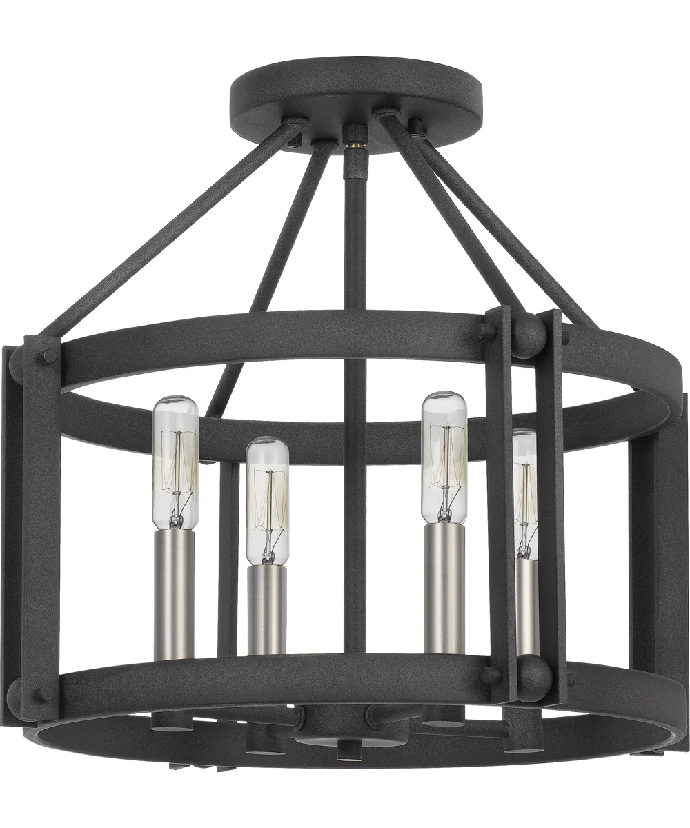Victor 4-light Semi Flush Mount Mottled Black - Image 3