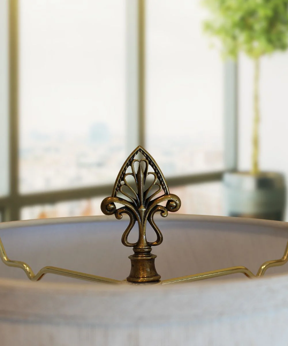 Vintage Filigree Lamp Finial Antique Brass, 3.2"h - Image 2