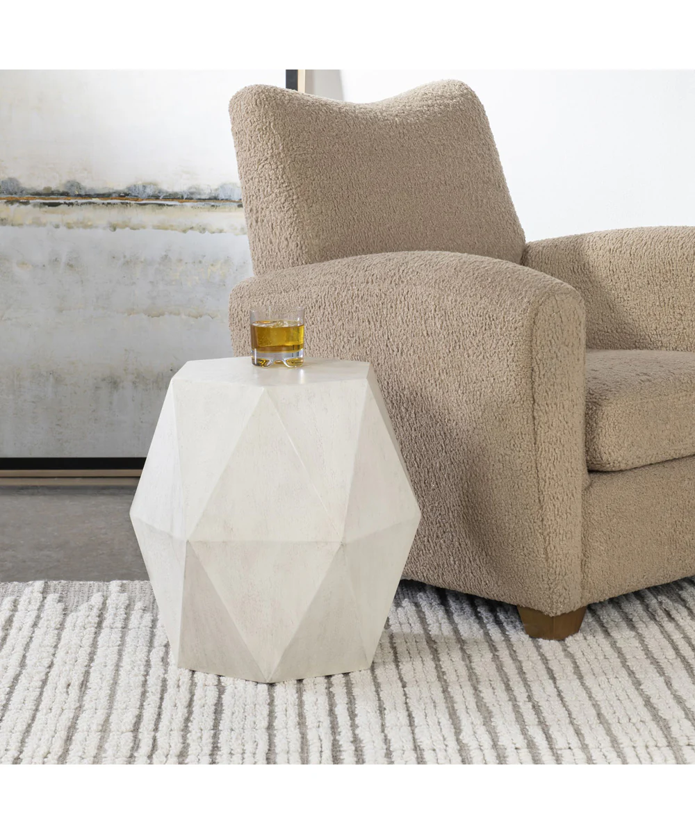 Volker White Geometric Accent Table - Image 2