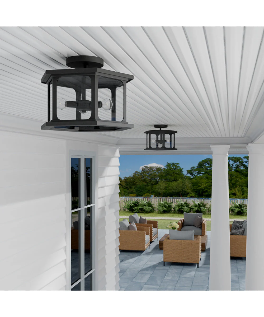 Walton 3-Light Outdoor Semi-Flush Rain or Shine - Black - Image 2