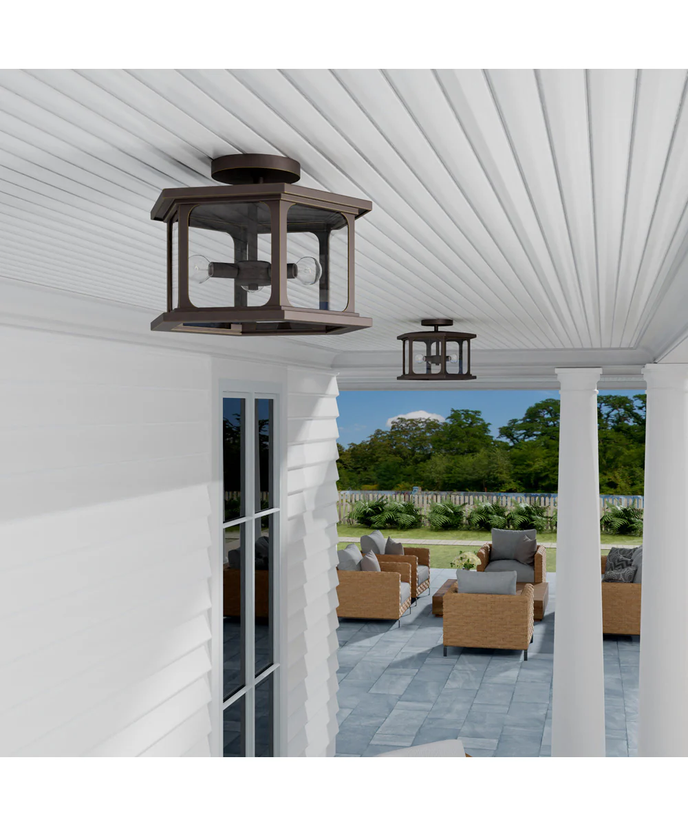 Walton 3-Light Outdoor Semi-Flush Rain or Shine - Oiled Bronze - Image 2