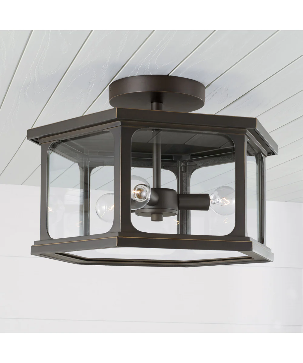 Walton 3-Light Outdoor Semi-Flush Rain or Shine - Oiled Bronze - Image 4