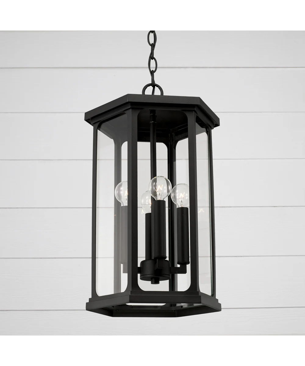 Walton 4-Light Outdoor Hanging-Lantern Rain or Shine - Black - Image 3