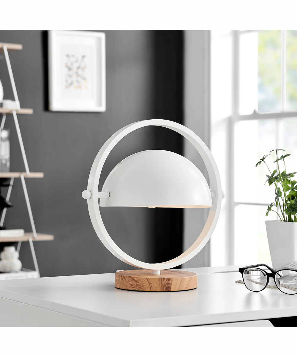 Wanda 1-Light Table Lamp White/Wood Finished - Image 3