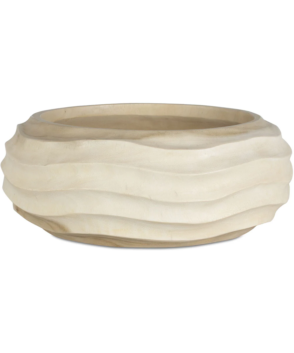 Waveform Bleached Wood Bowl