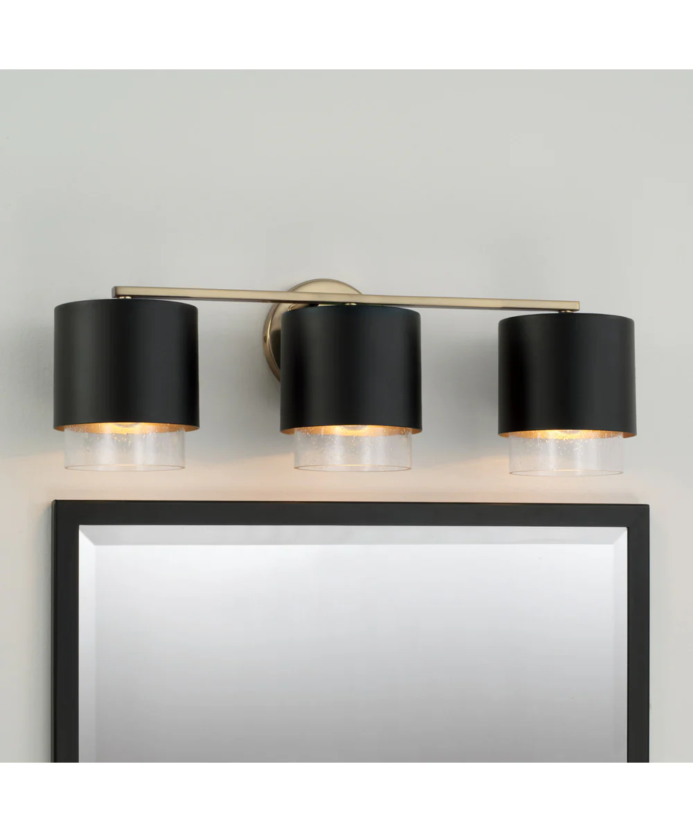 Weller 3-Light Vanity Matte Brass and Black - Image 2