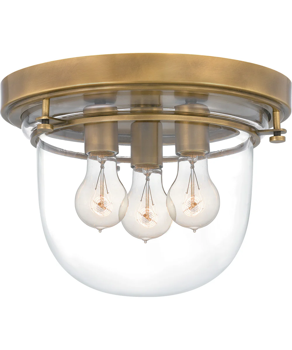 Whistling 3-light Flush Mount Weathered Brass - Image 2