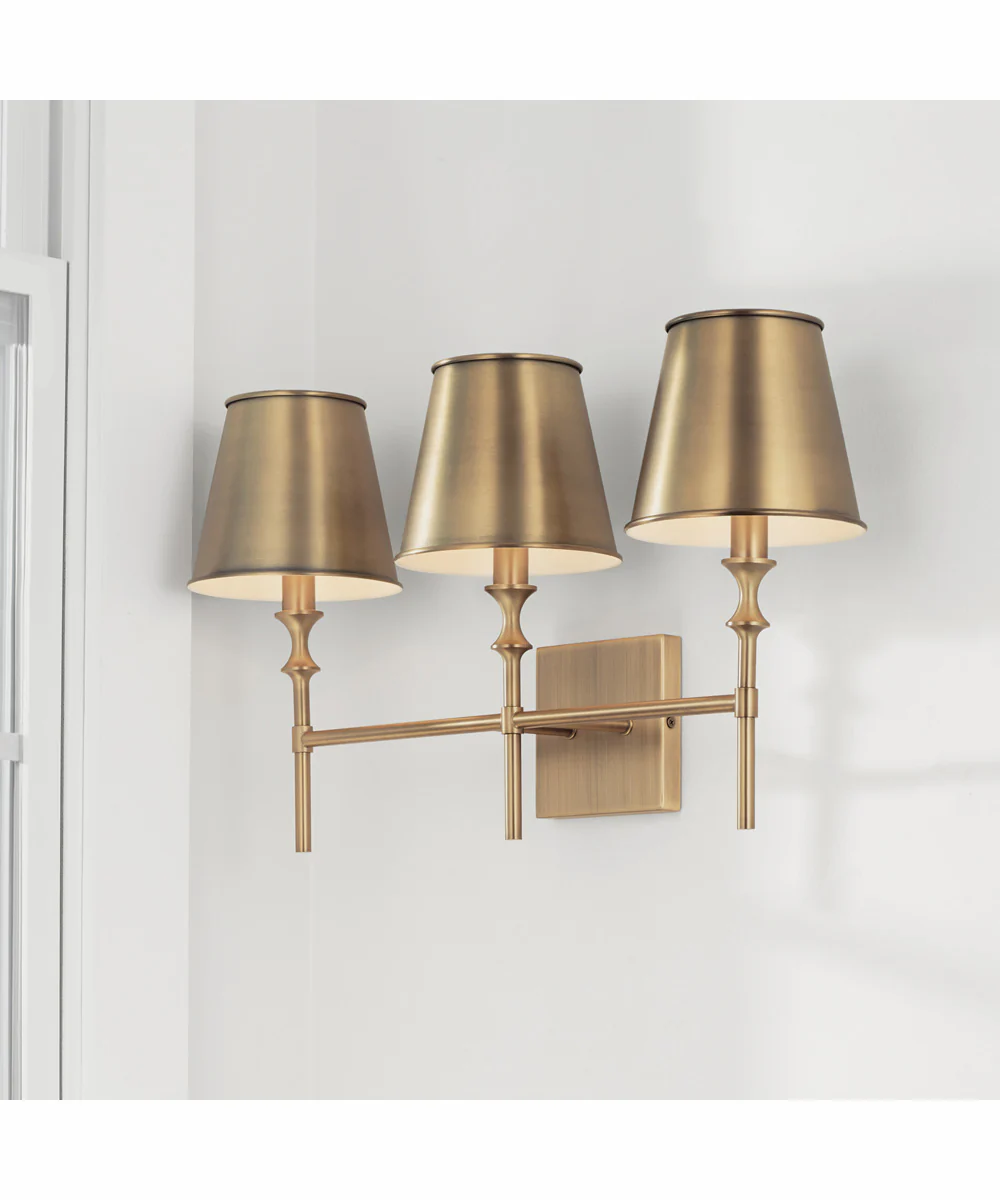 Whitney 3-Light Vanity Aged Brass - Image 2