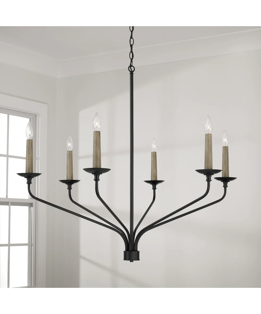 Wilder 6-Light Chandelier Matte Black - Image 5