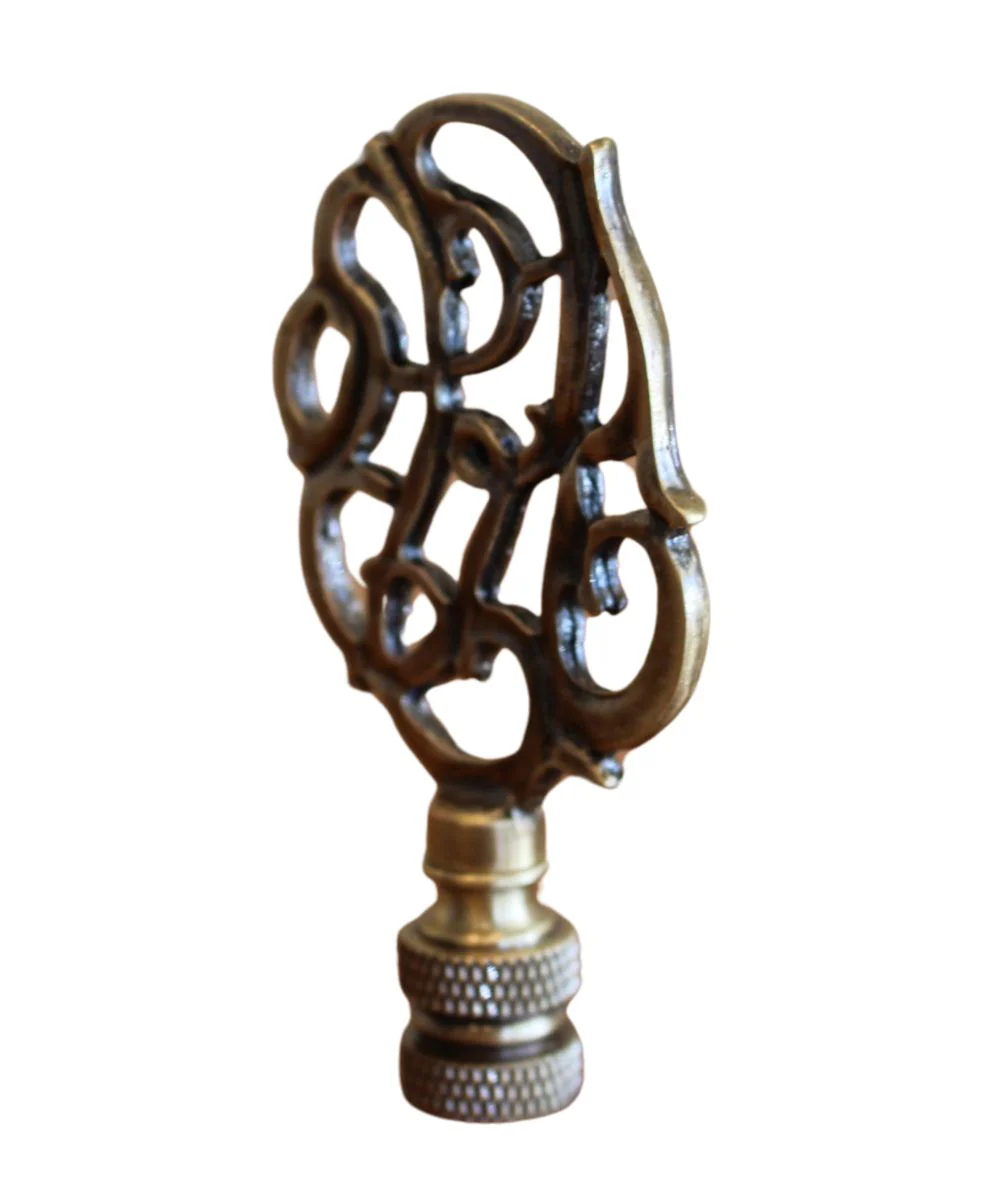 Williamsburg Cipher Lamp Finial Antique Brass, 3"h - Image 5