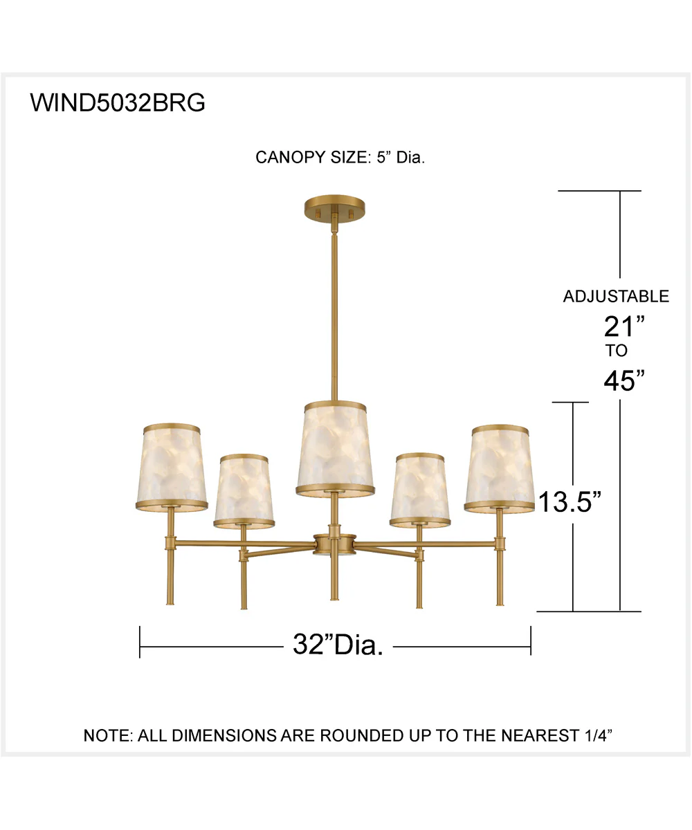 Windley 5-light Chandelier Brushed Gold - Image 4