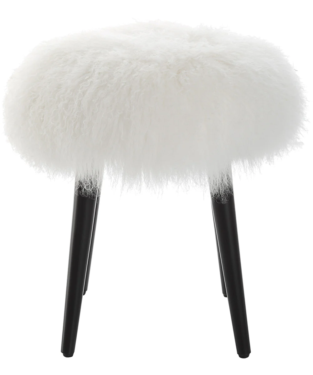 Wooly Sheepskin Accent Stool - Image 4