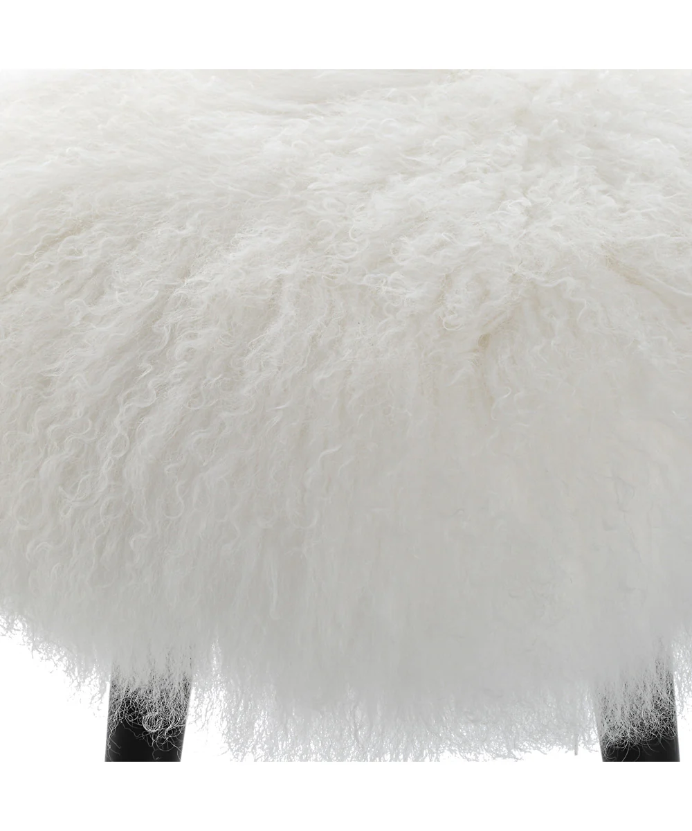 Wooly Sheepskin Accent Stool - Image 5