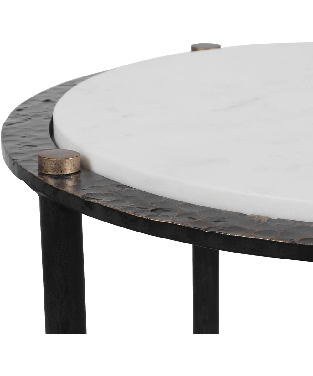 Wren Round White Marble Accent Table - Image 4
