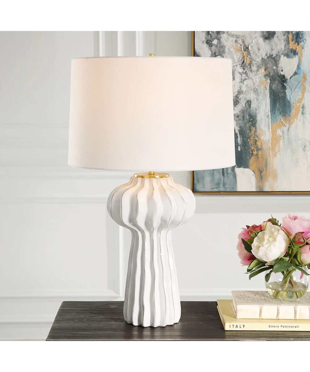 Wrenley Ridged White Table Lamp - Image 2