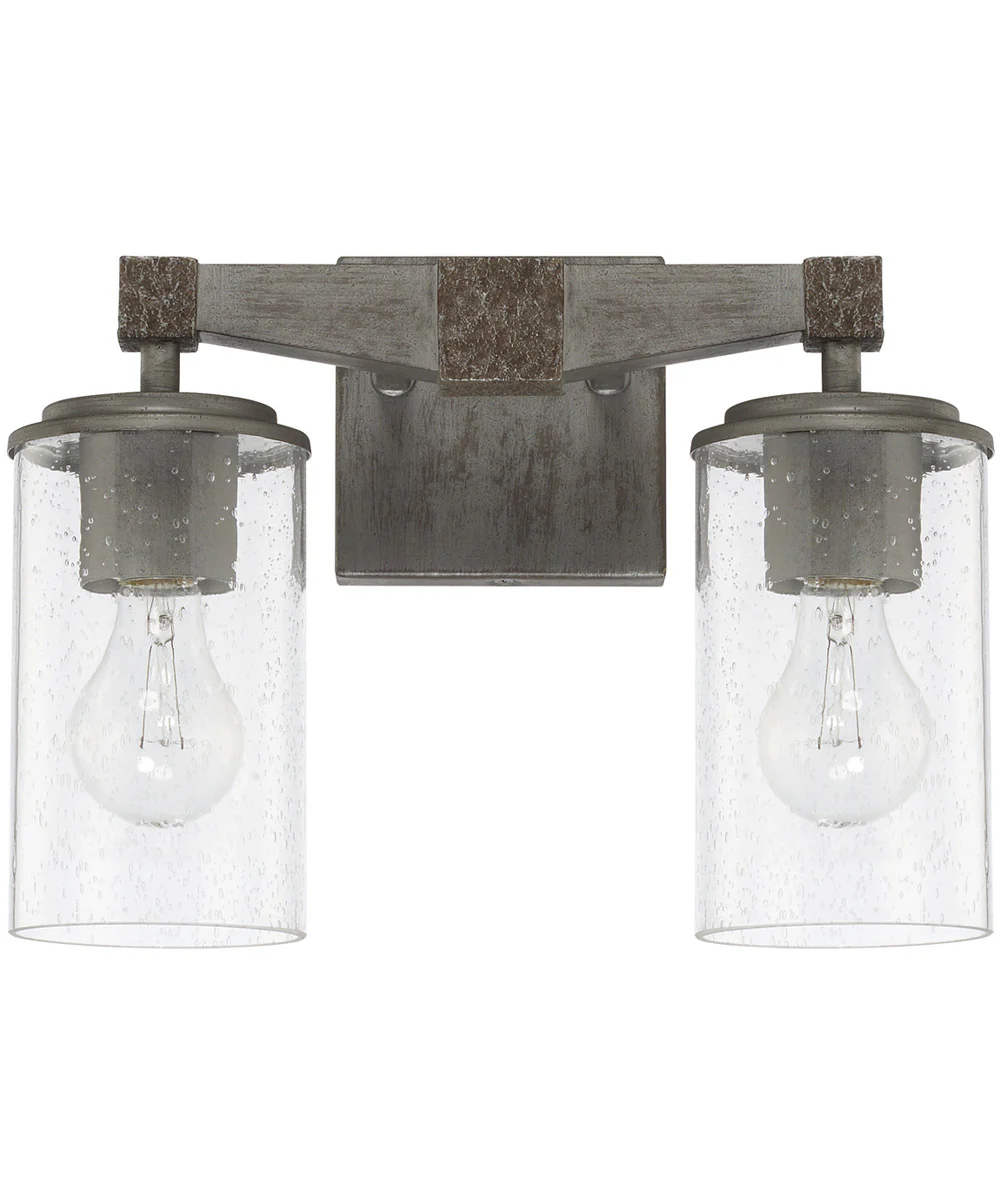 Zac 2-Light Vanity In Urban Grey With Clear Seeded Glass