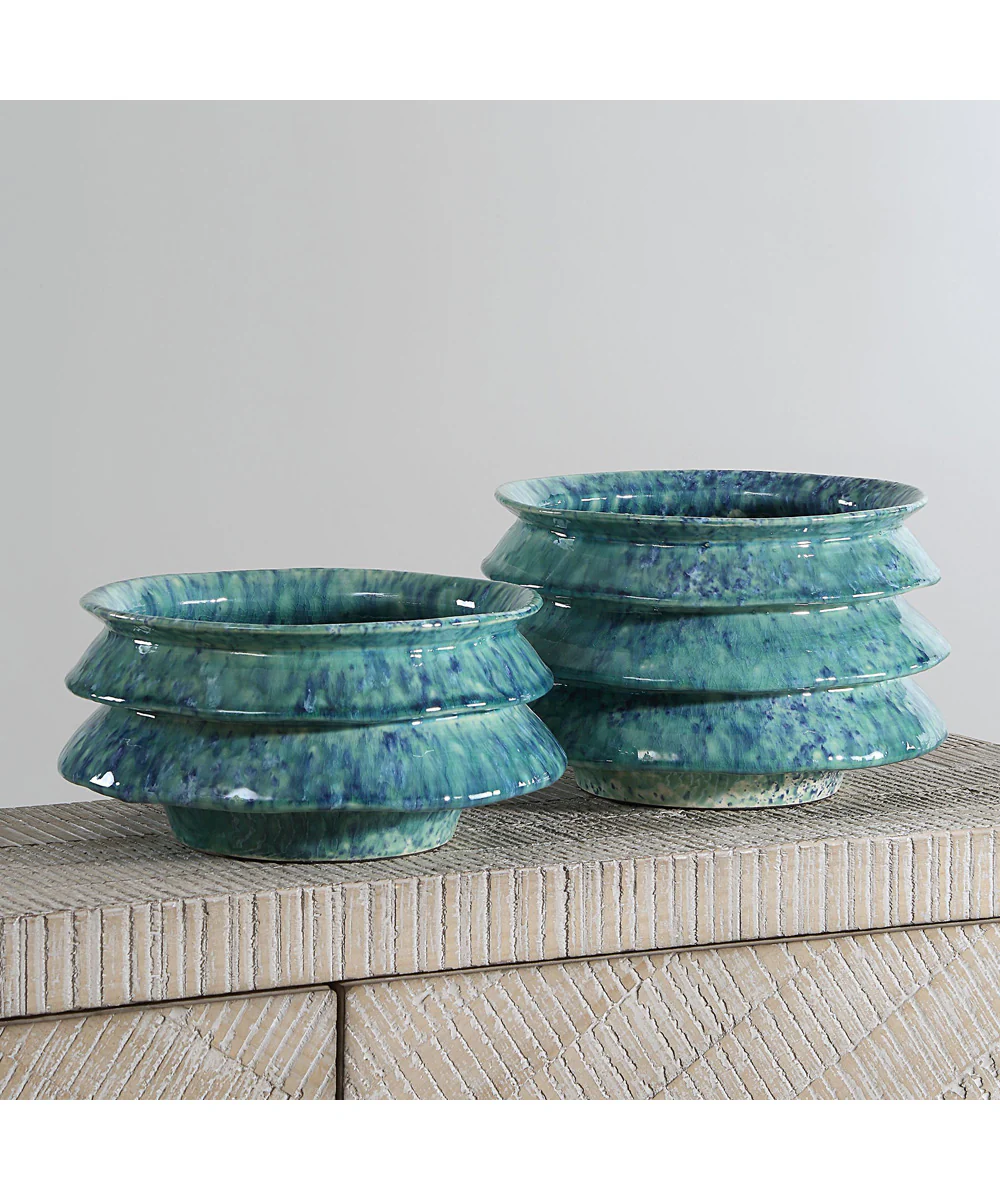 ZigZag Blue Green Bowls Set of 2 - Image 2