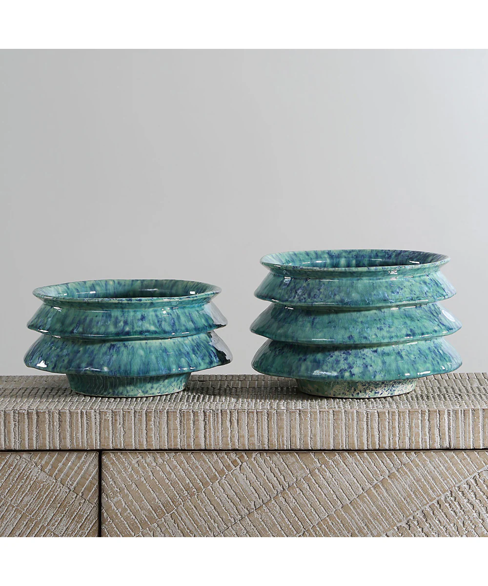 ZigZag Blue Green Bowls Set of 2 - Image 3